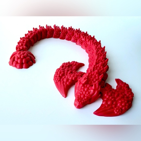 Red Dragon Figurine 3D-printed articulated "Rose Dragon" fidget toy - Picture 3 of 4